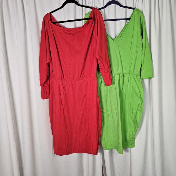 Rebdolls Dresses & Skirts - 2 FOR 1: Rebdolls Vibrant Red and Green Long Sleeve Dresses